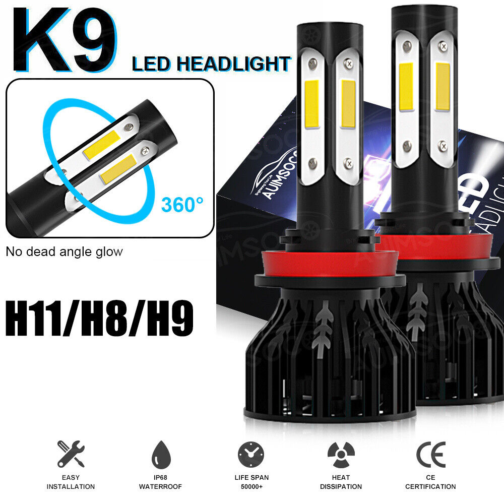 4-Side H11  LED Headlight Super Bright Bulbs Kit 6000LM HIGH/LOW Beam 6000K