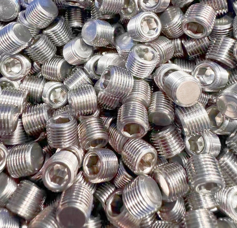 100Pcs 1/8NPT Male Pipe Plug Internal Hex Thread Socket Stainless Steel plugs