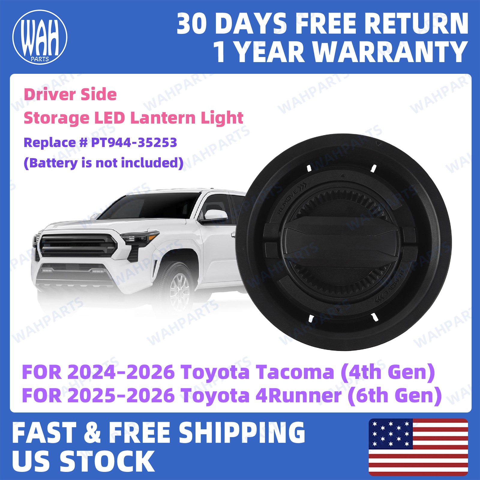 For 2024-2026 Tacoma 2025-2026 4Runner Dash Side Storage LED Lantern PT944-35253