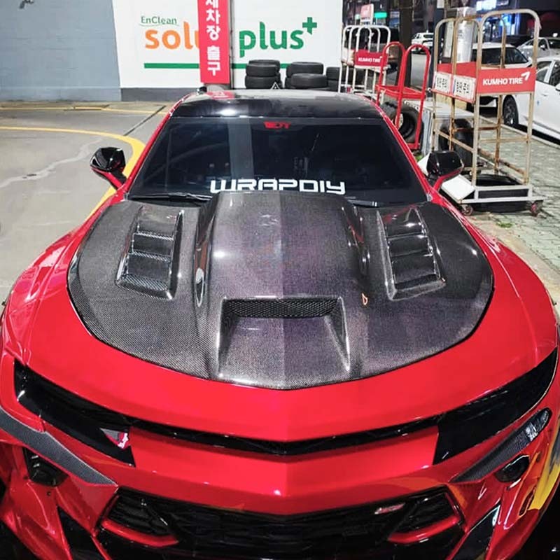 For Chevrolet Camaro 2010-15 Real Carbon Fiber Bonnet Vent Hood Panel Gloss