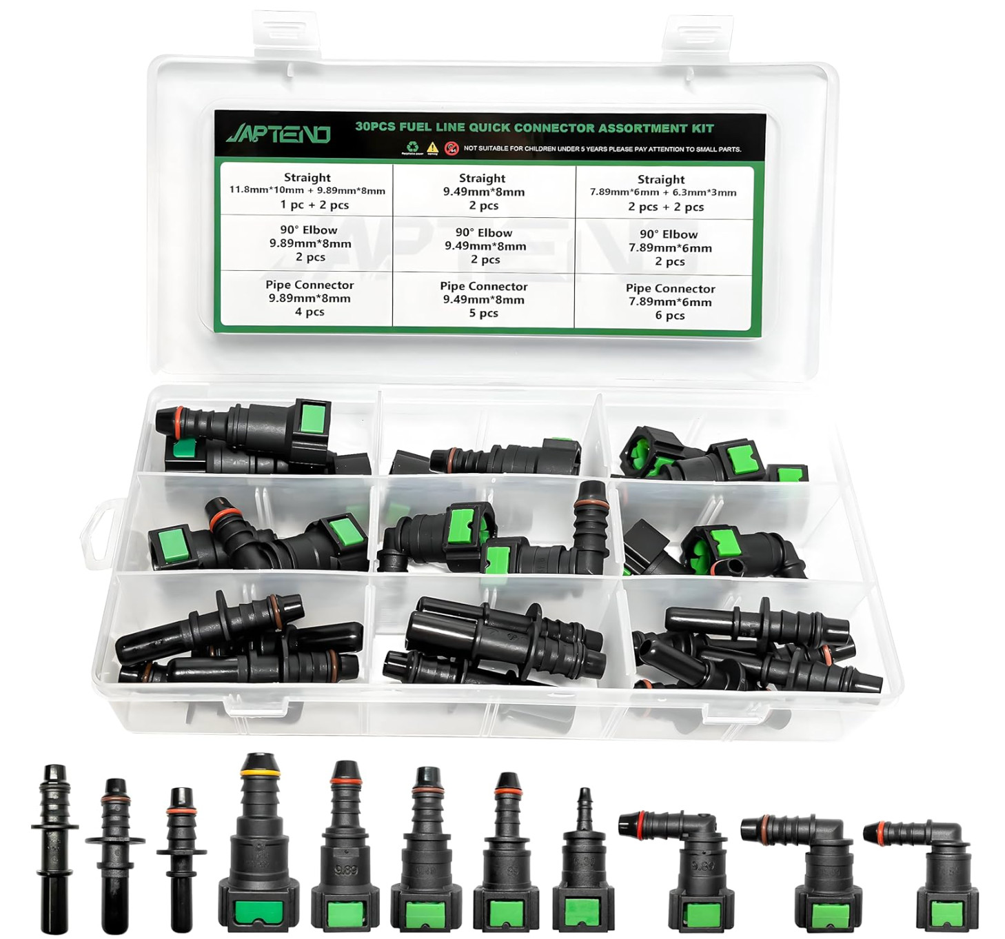 Fuel Line Repair Kit 30pcs Quick Connector 11 Size Hose Release Straight Elbow 6