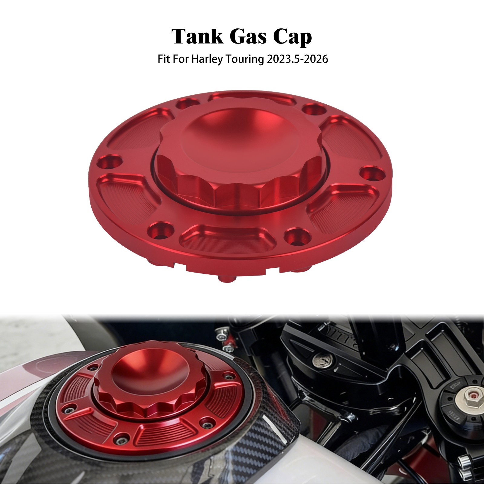 Red Gas Fuel Tank Cap Cover For Harley Touring CVO FLTRXSE FLHXSE 2023.5-2026
