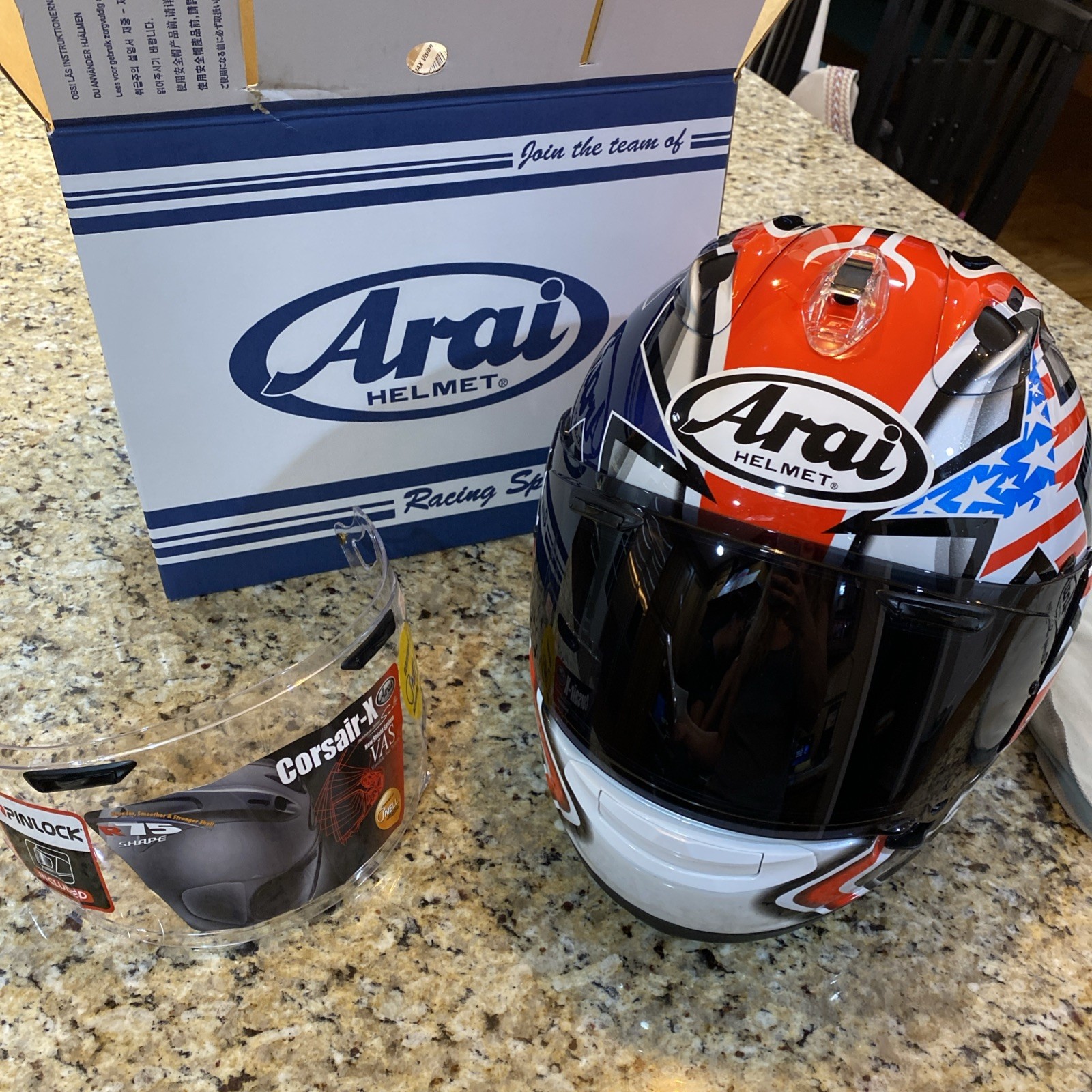 Arai Corsair X w/ Pinlock Hayden Laguna Motorcycle Helmet Size MEDIUM