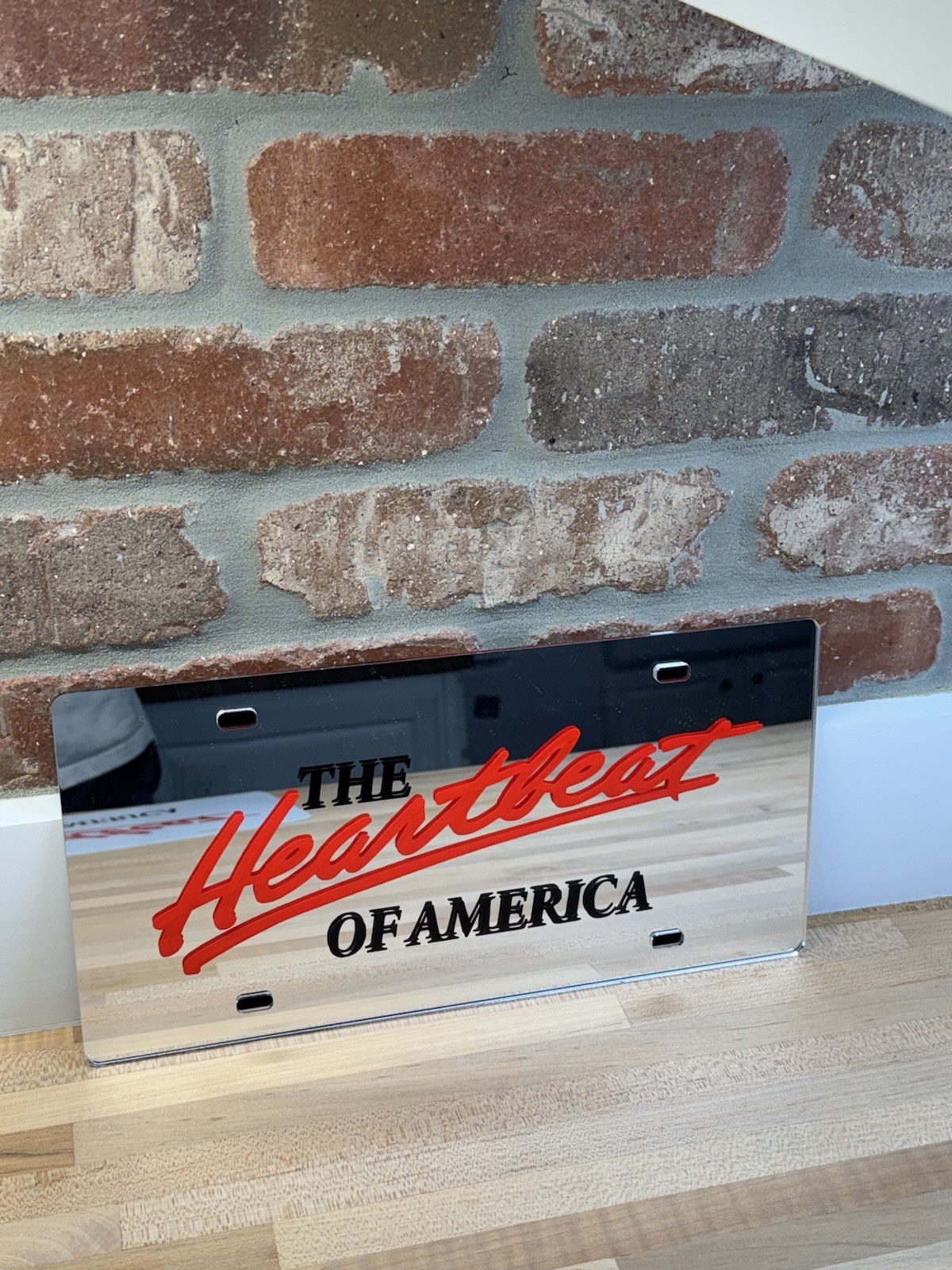 Chrome/black/white Heartbeat of America License Plate 6x12 Chevrolet GM