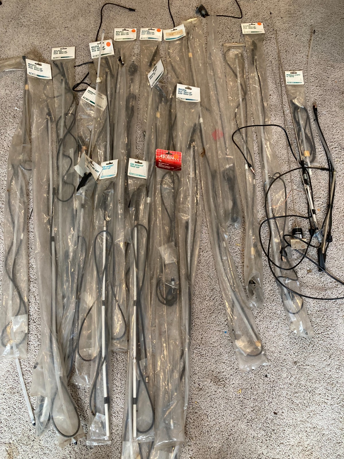 Large Lot Vintage NOS Harada Car Radio Antennas GM Honda Mazda Geo Auto Antenna Large Lot Vintage NOS Harada Car Radio Antennas GM Honda Mazda Geo Auto Antenna