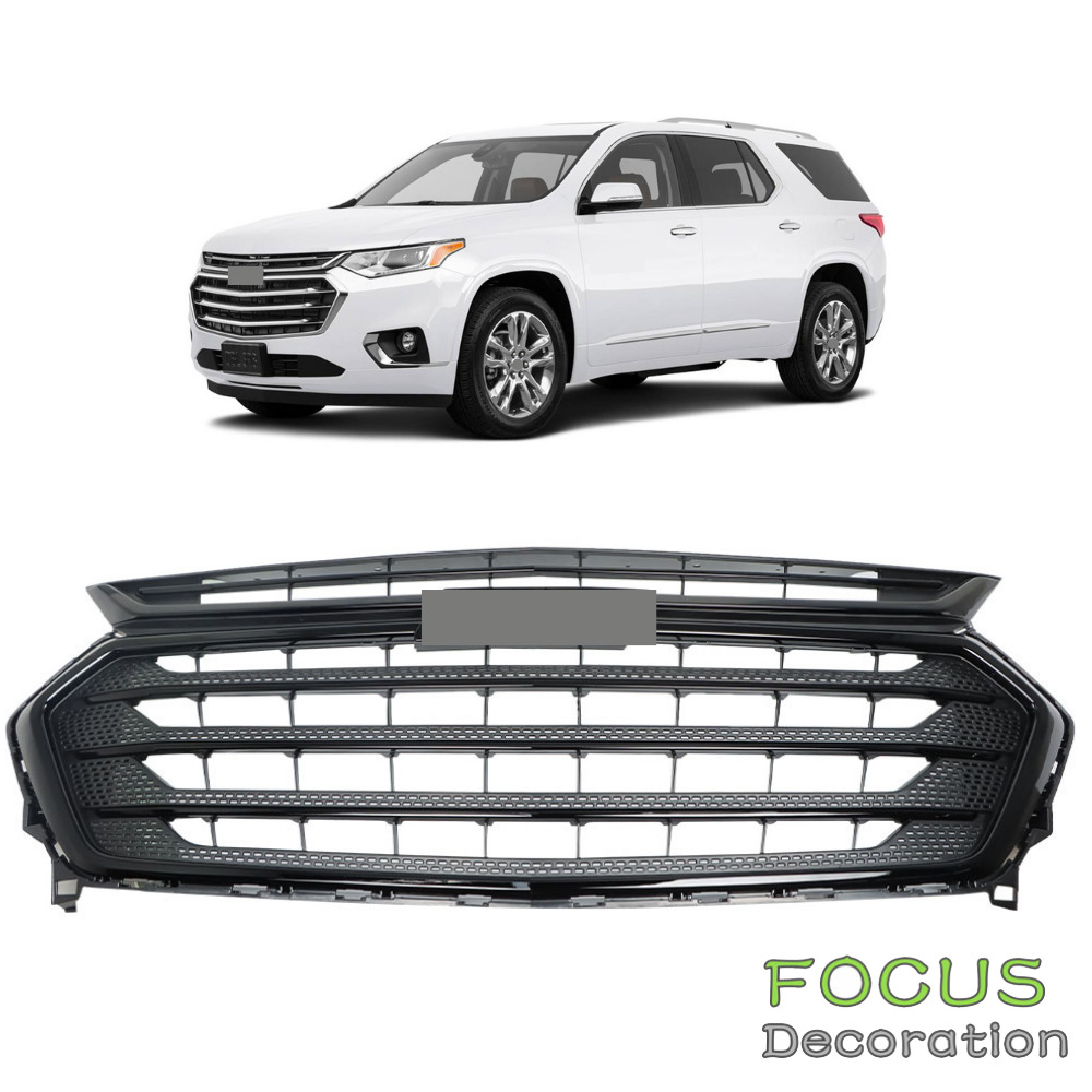 For 2018-21 Chevy Traverse Front Upper Bumper Grille Grill Gloss Black 84924280