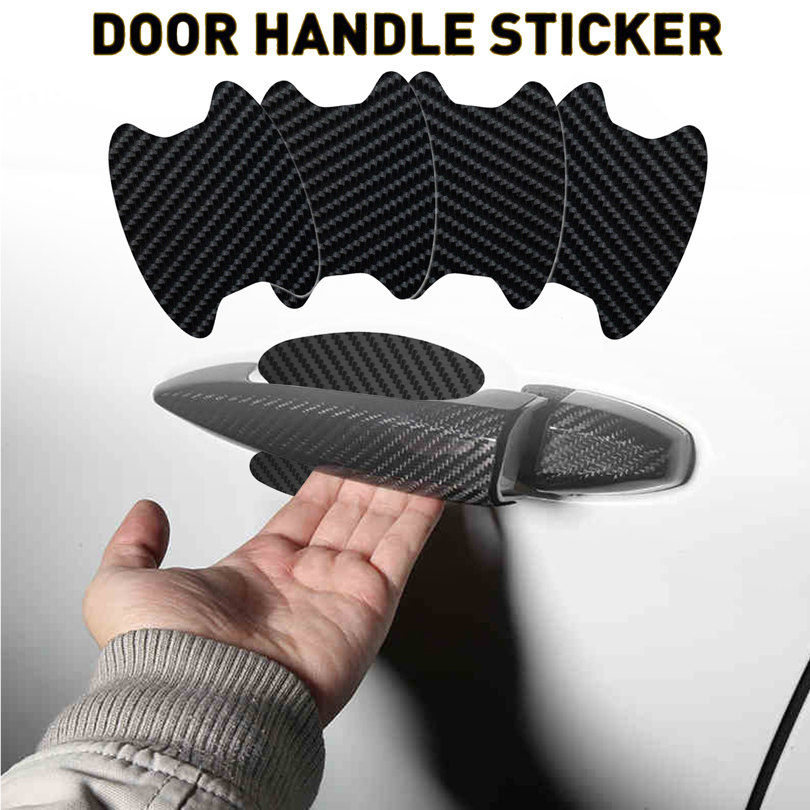 4x Car Door Handle Protector Film Anti-Scratch Stickers Carbon Fiber