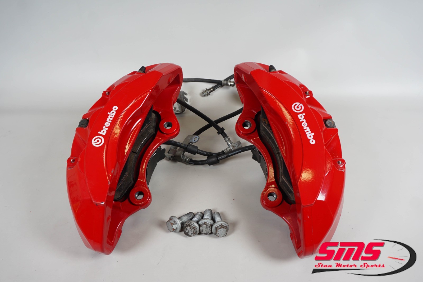 14-19 LR Range Rover Sport L494 Front Red Brembo Brake Calipers w/ Lines Pair OE
