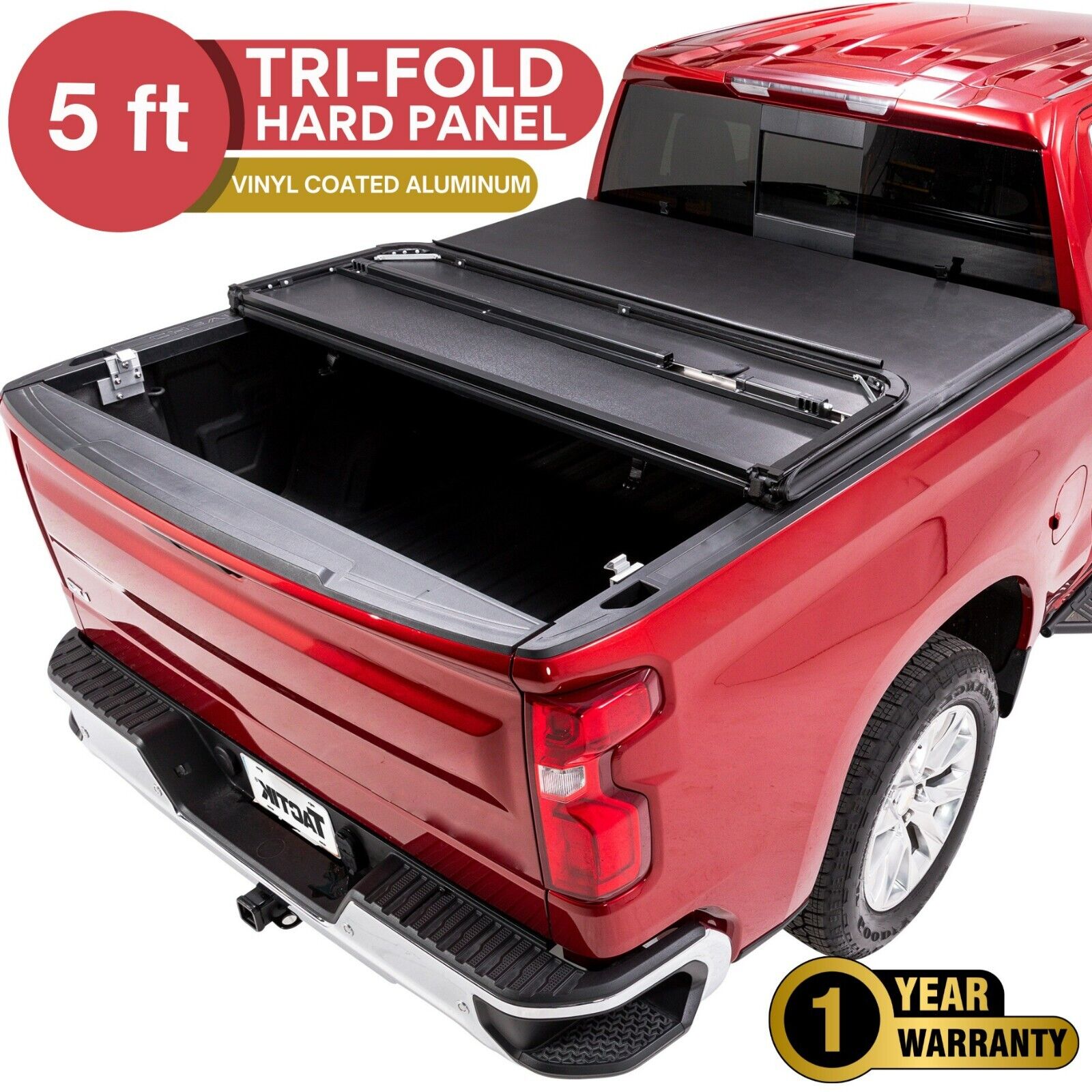 TACTIK 5 ft Tri-Fold Hard Panel Tonneau Cover - Fits Ford Ranger 2019-2024
