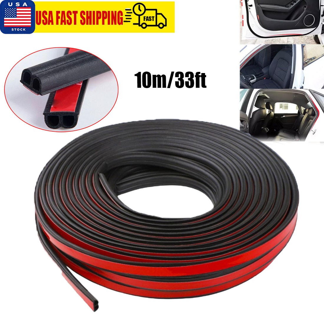 33ft Car Door Rubber Seal Strip 2Hole Weather Stripping for Car Door Window Hood 33ft Car Door Rubber Seal Strip 2Hole Weather Stripping for Car Door Window Hood