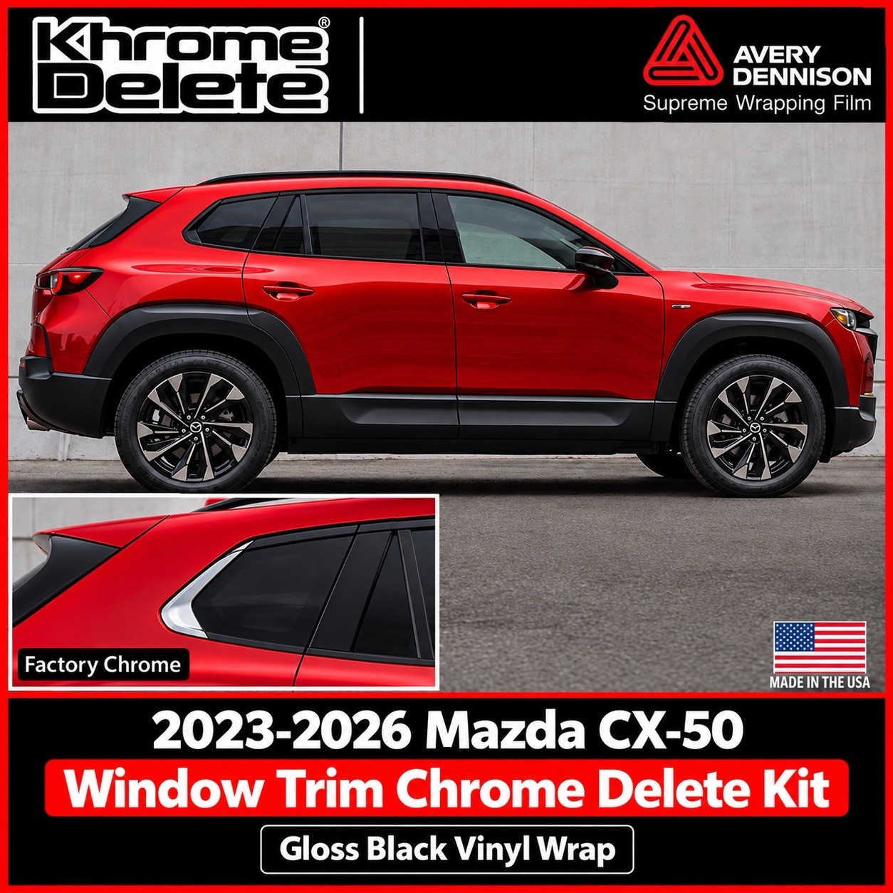 2023-2027 Mazda CX50 Chrome Delete Vinyl Overlay Gloss Black