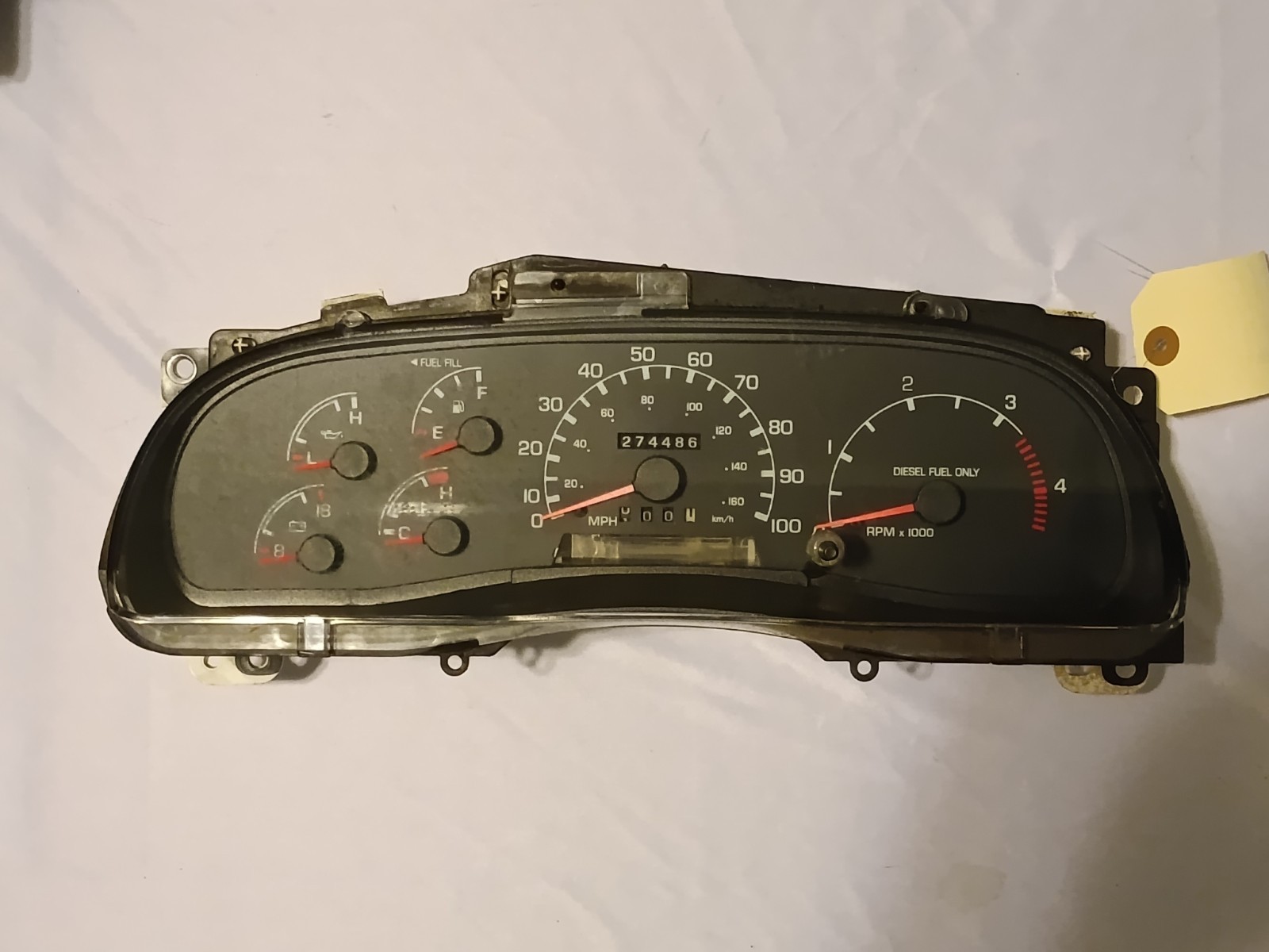 274k 99-01 FORD F250 F350 DIESEL INSTRUMENT CLUSTER SPEEDOMETER XC3F-10C956-CC 274k 99-01 FORD F250 F350 DIESEL INSTRUMENT CLUSTER SPEEDOMETER XC3F-10C956-CC