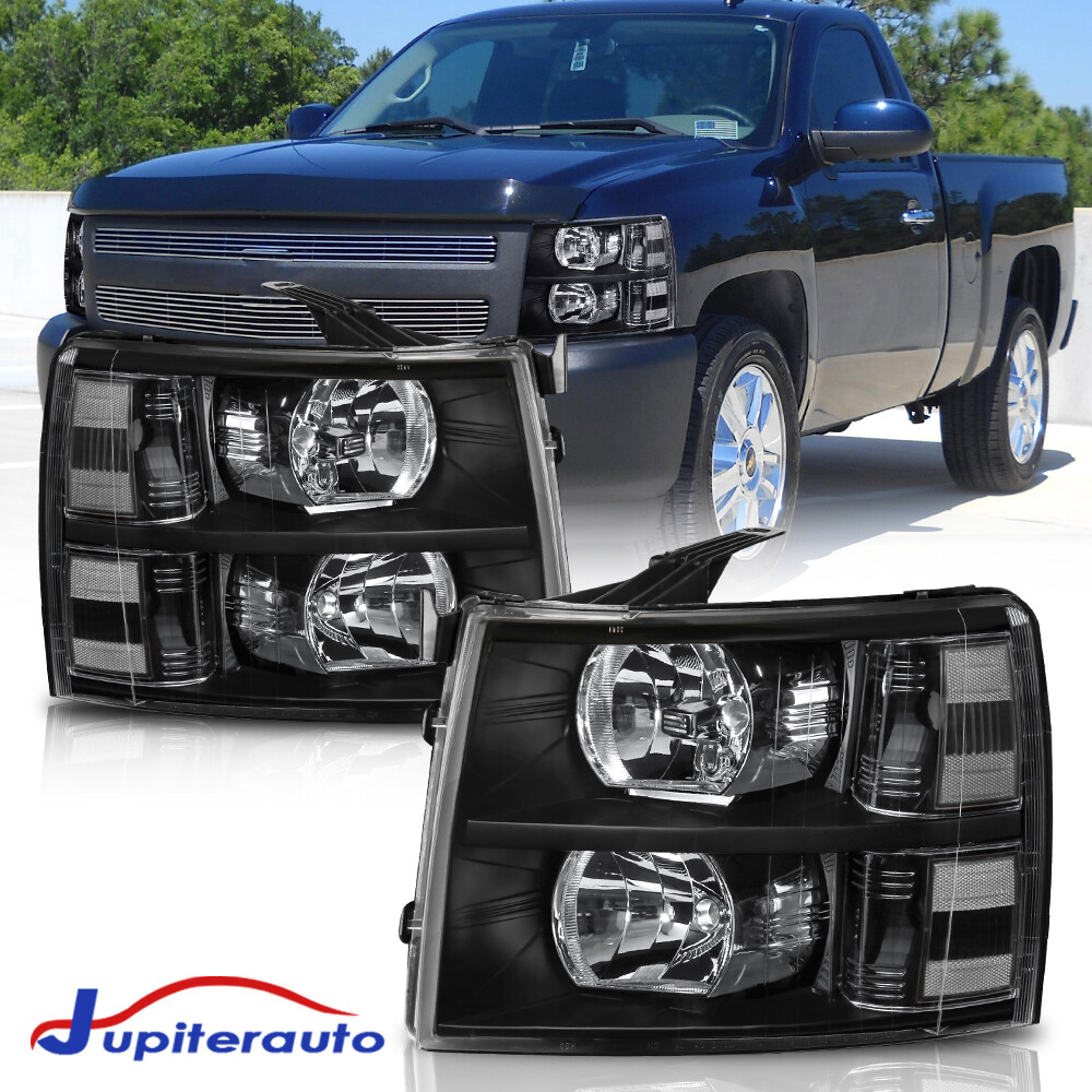 For 2007-2013 Chevy Silverado 1500 2500HD Black Housing Headlights LH & RH For 2007-2013 Chevy Silverado 1500 2500HD Black Housing Headlights LH & RH