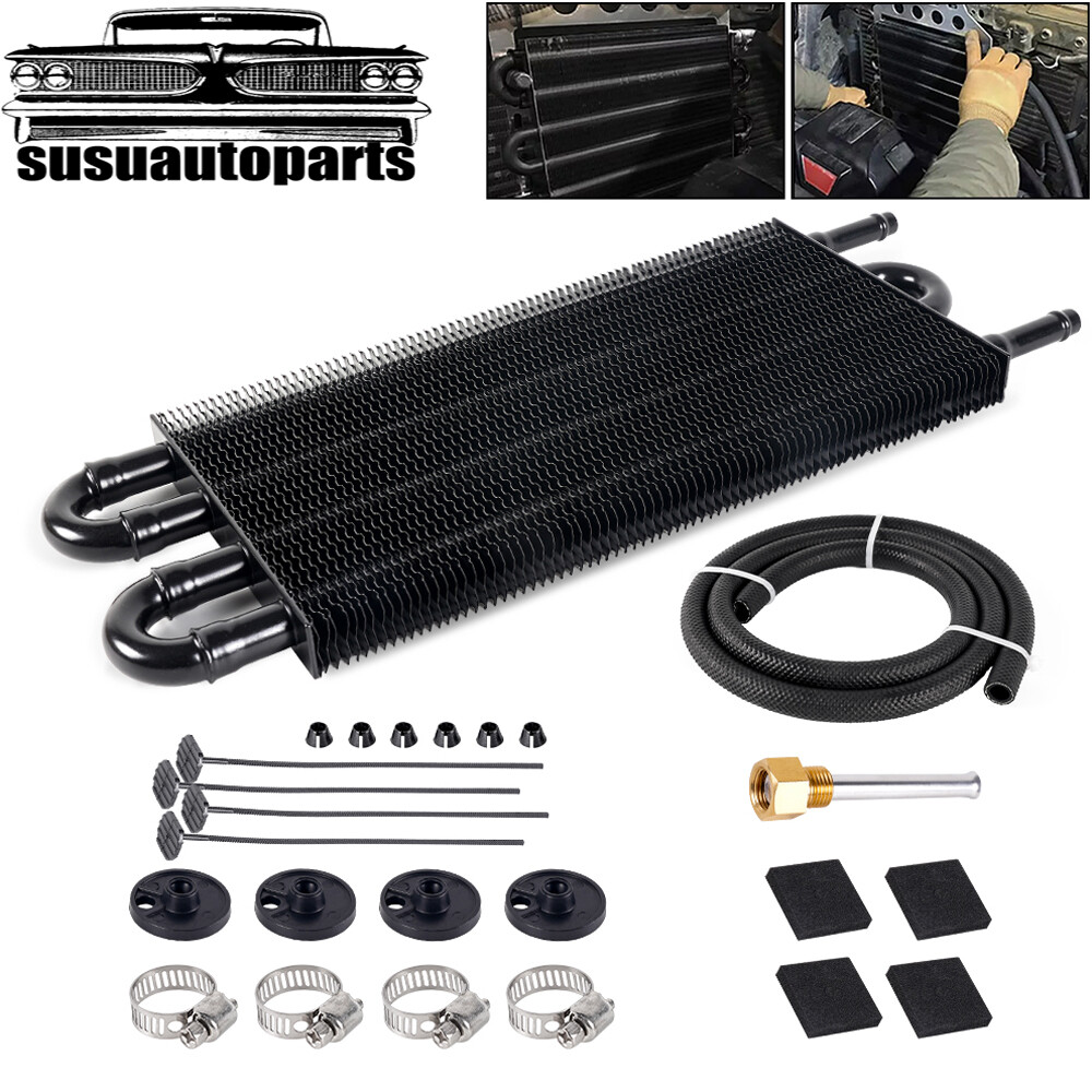 4 Rows Remote Transmission Oil Cooler Radiator Converter Kit Universal Aluminum