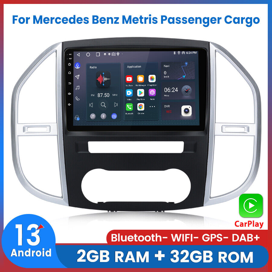 2+32GB Carplay Android 13 Car Radio GPS For Mercedes Benz Metris Passenger Cargo