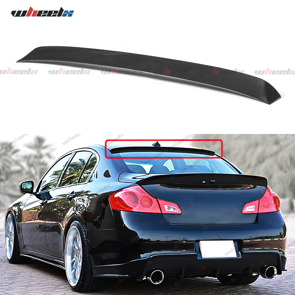 JDM Sport Rear Roof Window Spoiler For 07-15 Infiniti G35 G37 Sedan Carbon Fiber