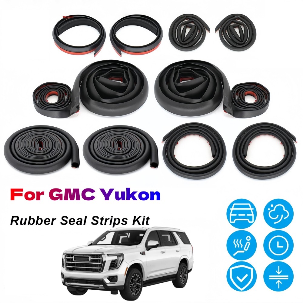 Door Rubber Seal Strip Trim Weather Draft Wind Noise Reduction Kit For GMC Yukon