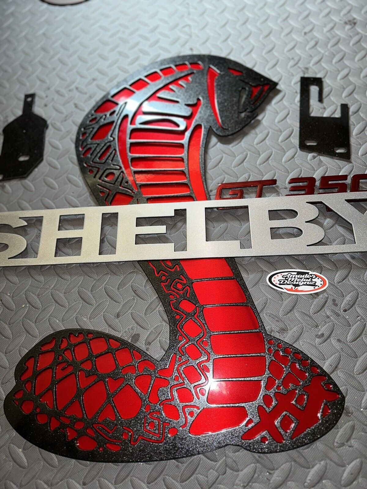 Shelby GT350  Mustang Hood Prop  CANDY RED&BLACK Powder Coated, Detachable Prop