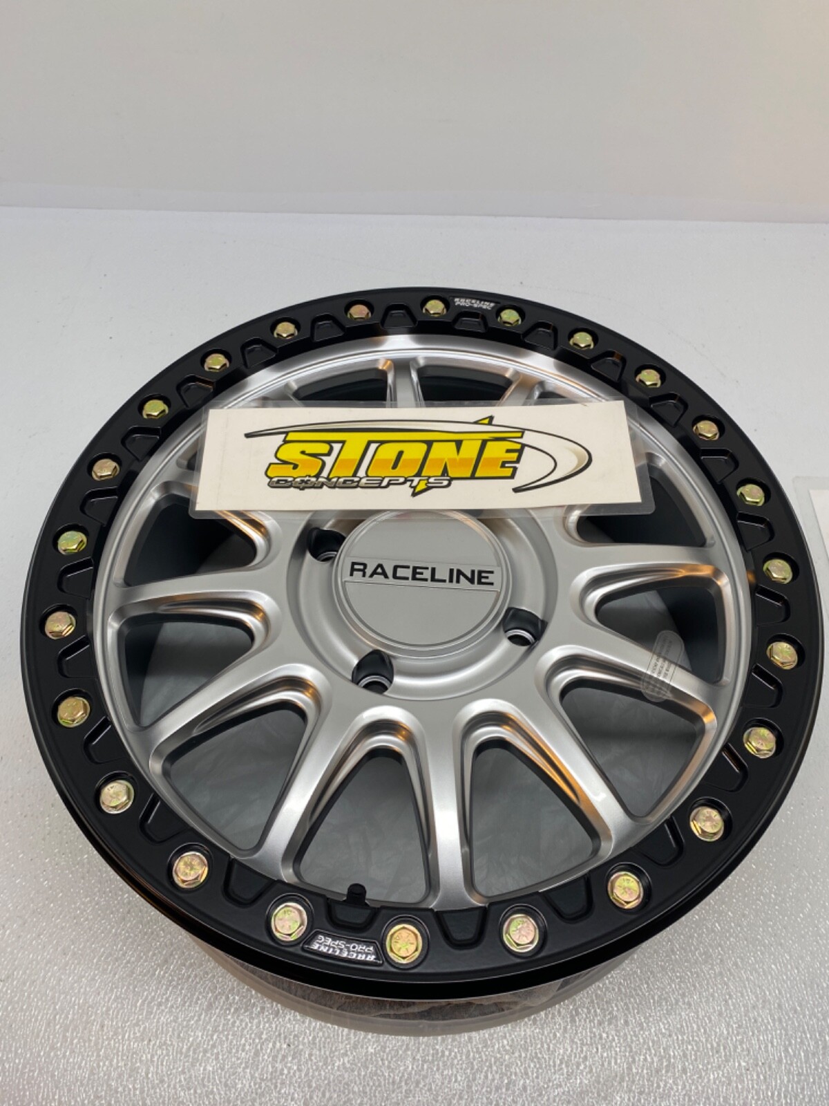 Raceline Alpha Beadlock 17x7 UTV Wheel -Silver/BK (4/137) +25mm [A14SB-77037+25]