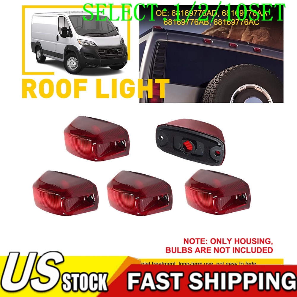 Cab Roof Marker Running Lights For 14-23 Ram ProMaster 1500 2500 3500 Red 1~10X