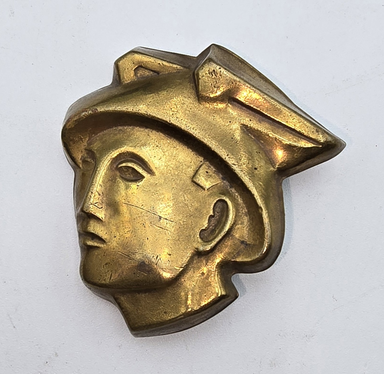 VTG ORIGINAL BRASS MERCURY HUBCAP ART DECO EMBLEM 1950\'S