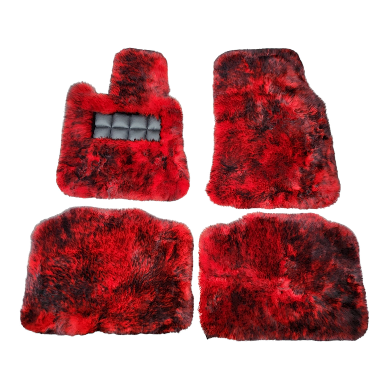 Bespoke Edition Genuine Sheepskin Floor Mats Black Red Tips Rolls Royce Spectre