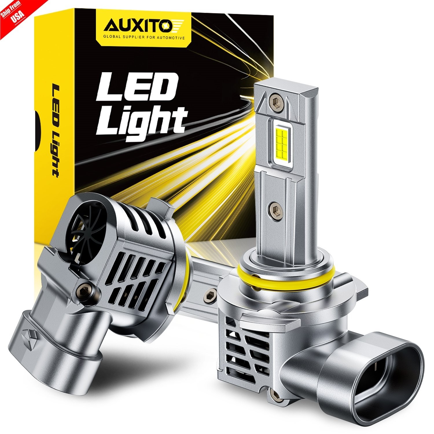 AUXITO 9005 HB3  LED Headlight Bulbs Kit High Beam 900% Super Bright 6500K White