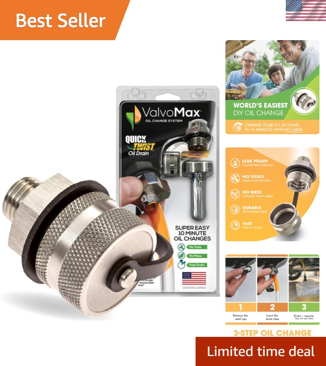 Veteran-Owned Quick Twist Oil Drain Valve Kit - Hassle-Free Home Oil Changes