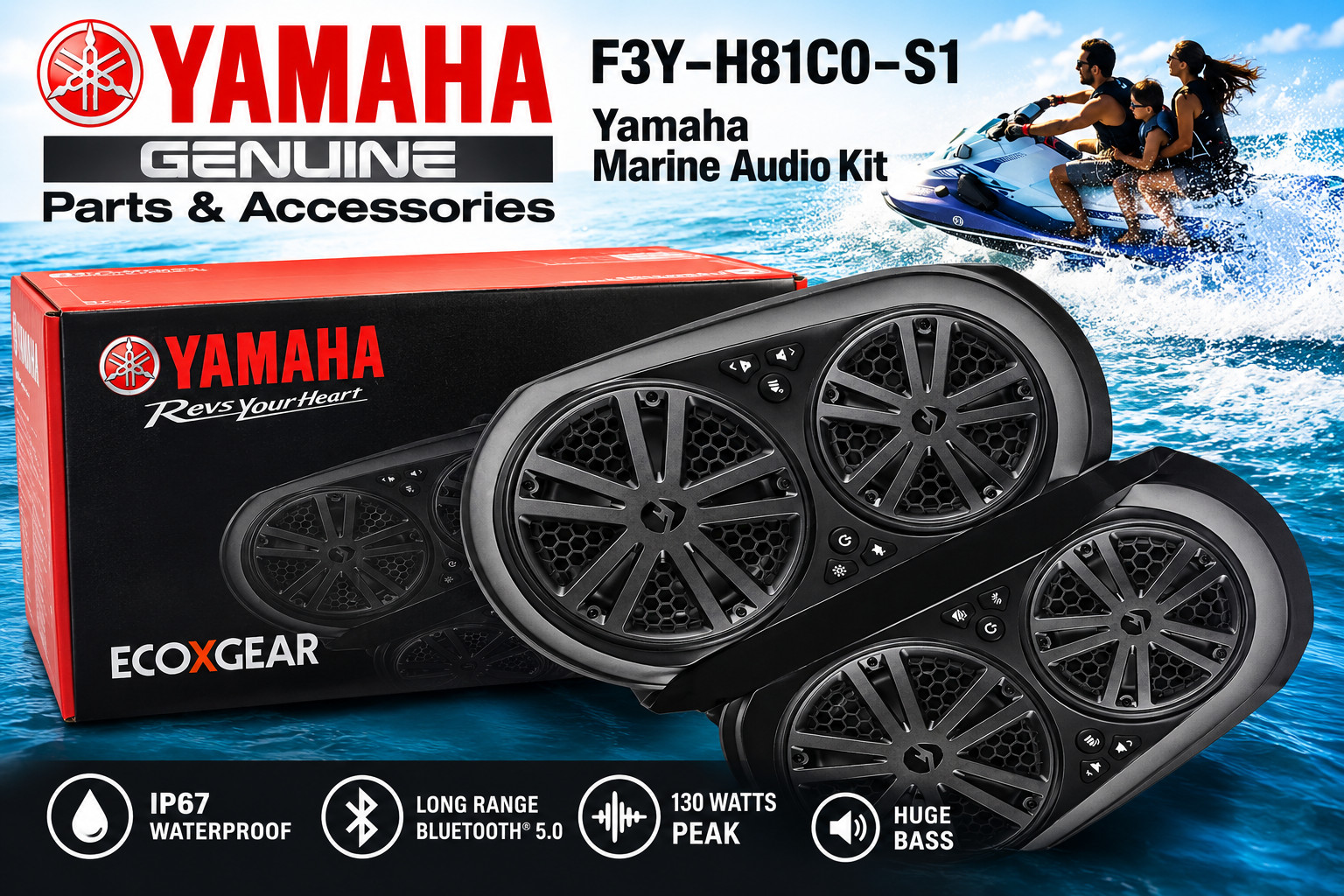 Yamaha EX Footwell Audio Speaker Kit F3Y-H81C0-S1 EcoXGear 130W Bluetooth