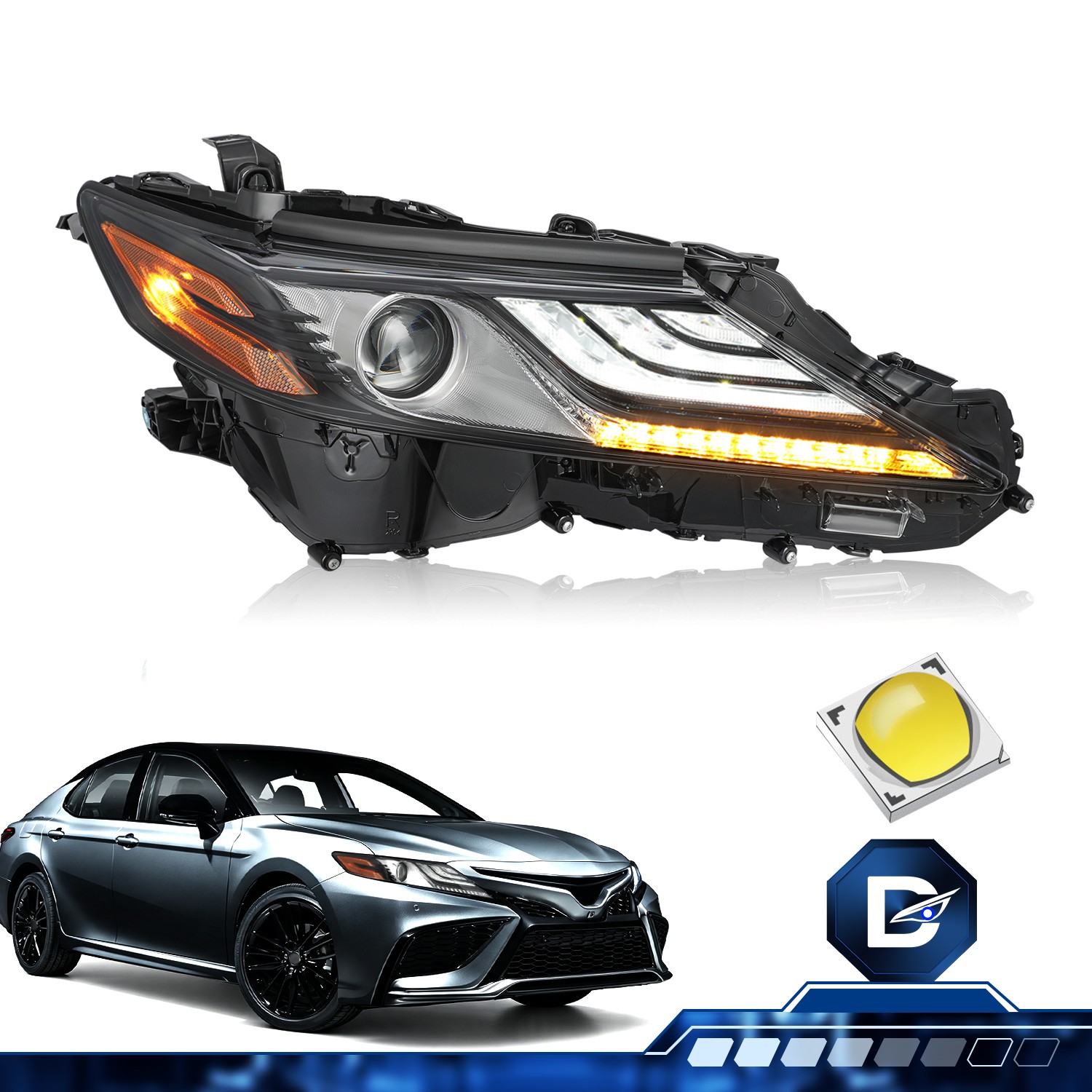 For 2018 2019 2020 Toyota Camry XLE XSE LED Right Passenger Headlight Assembly