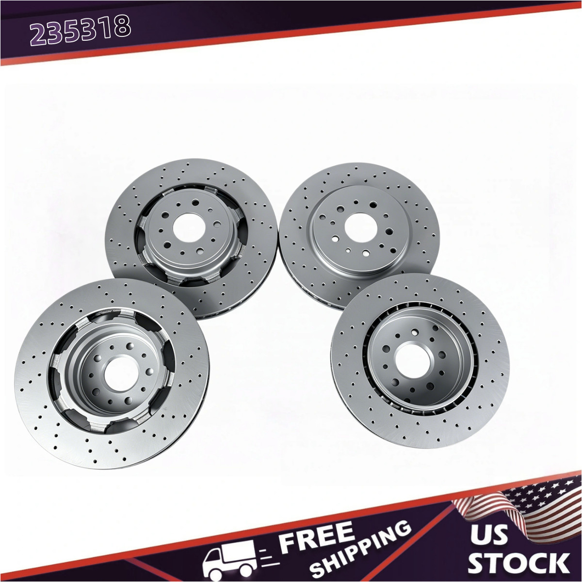 NEW 235318 Front&Rear Brake Rotors Set for Maserati Granturismo Quattroporte