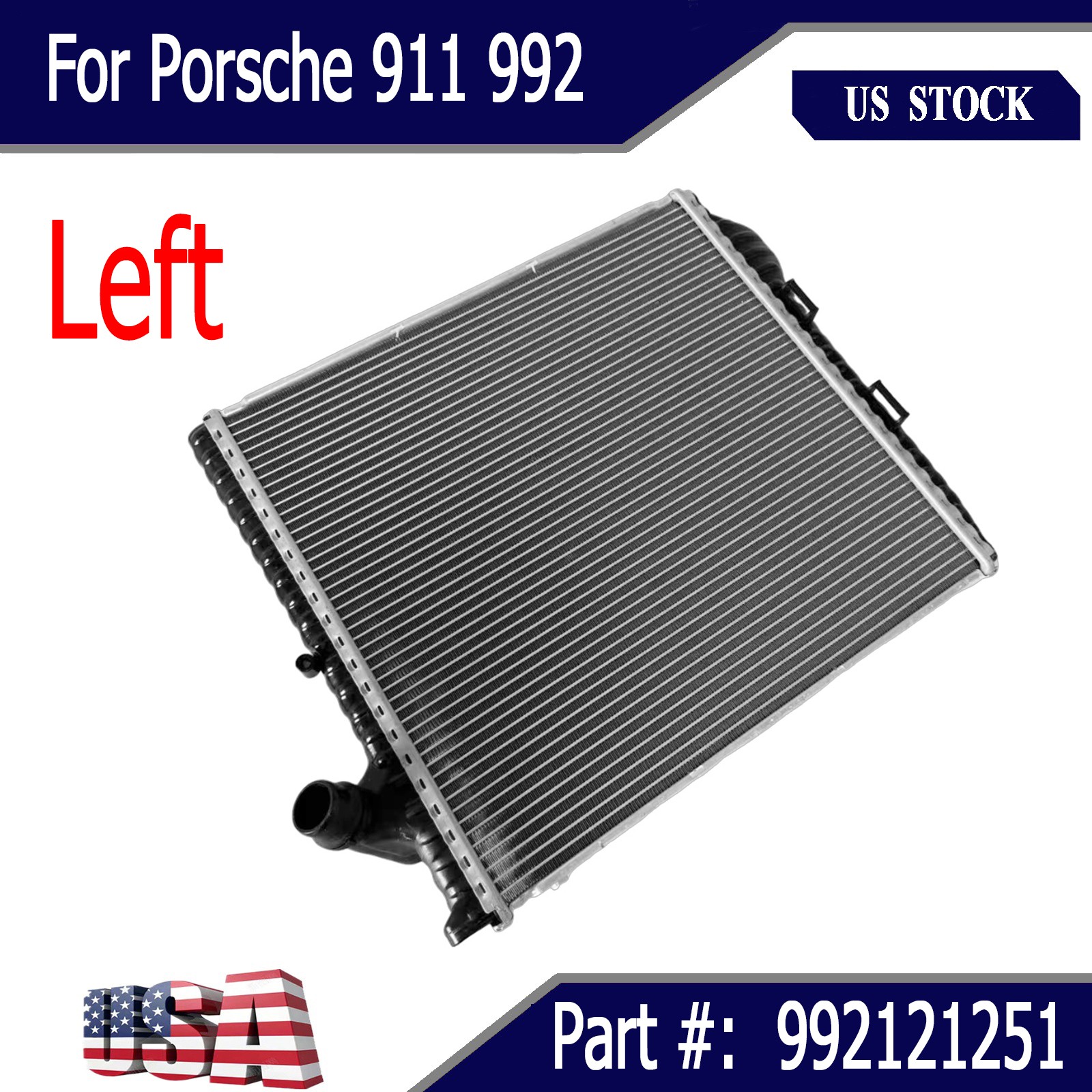 992121251 For PORSCHE 911 992 Carrera Axiliary NEW Left Coolant Radiator