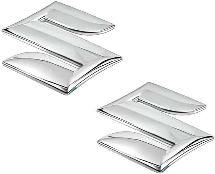 Suzuki S Emblem Pair of Fuel Tank Decals Chrome Suzuki S Emblem Pair of Fuel Tank Decals Chrome