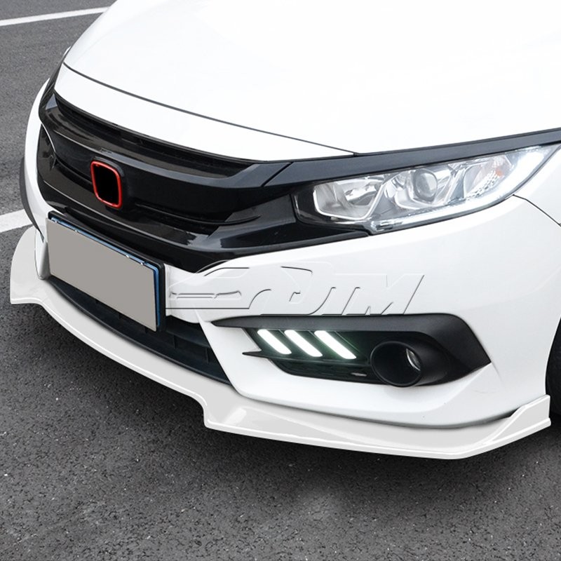 For 16-21 Honda Civic Gen 10Th Painted White Front Bumper Lip Body Kit Spoiler