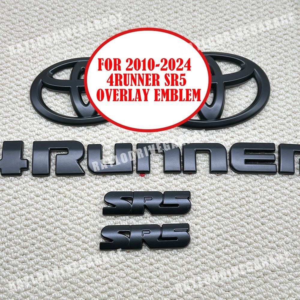 2010-2024 For 4Runner SR5 Front Grille & Rear Overlay Emblem Matte Blackout Kits