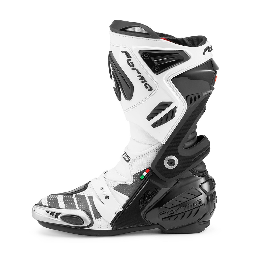 Forma ICE PRO FLOW racing motorcycle boots black white track motogp road race