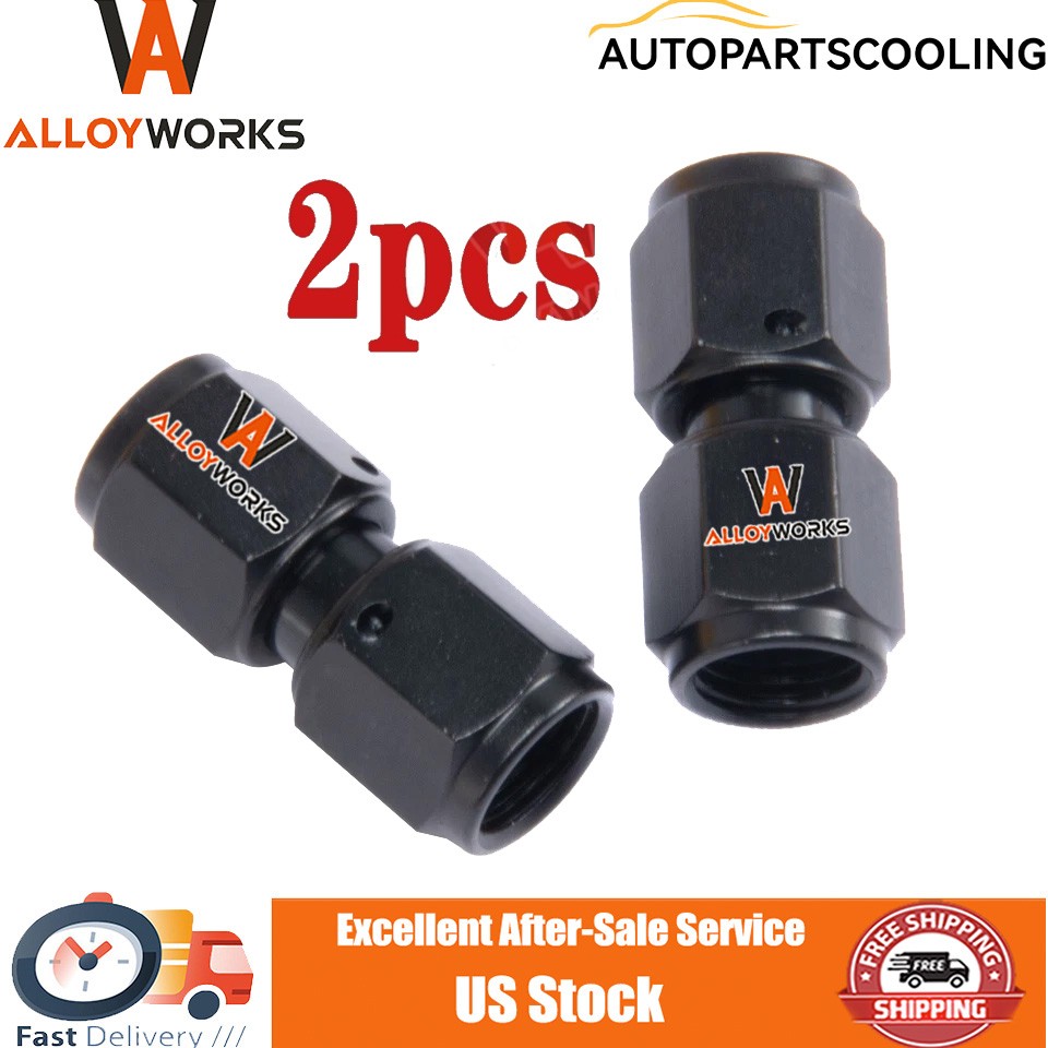 Aluminum 4AN to 4AN Female Straight Swivel Coupler Union Fitting Adapter 2Pcs