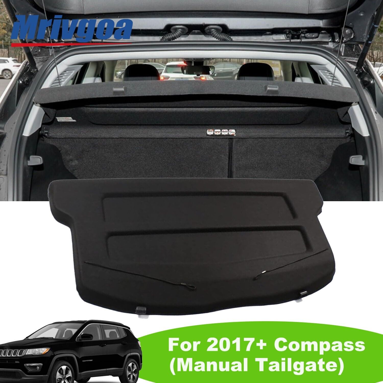 Non-retractable Cargo Cover for 17-2022 Jeep Compass Rear Trunk Shelf Accessory
