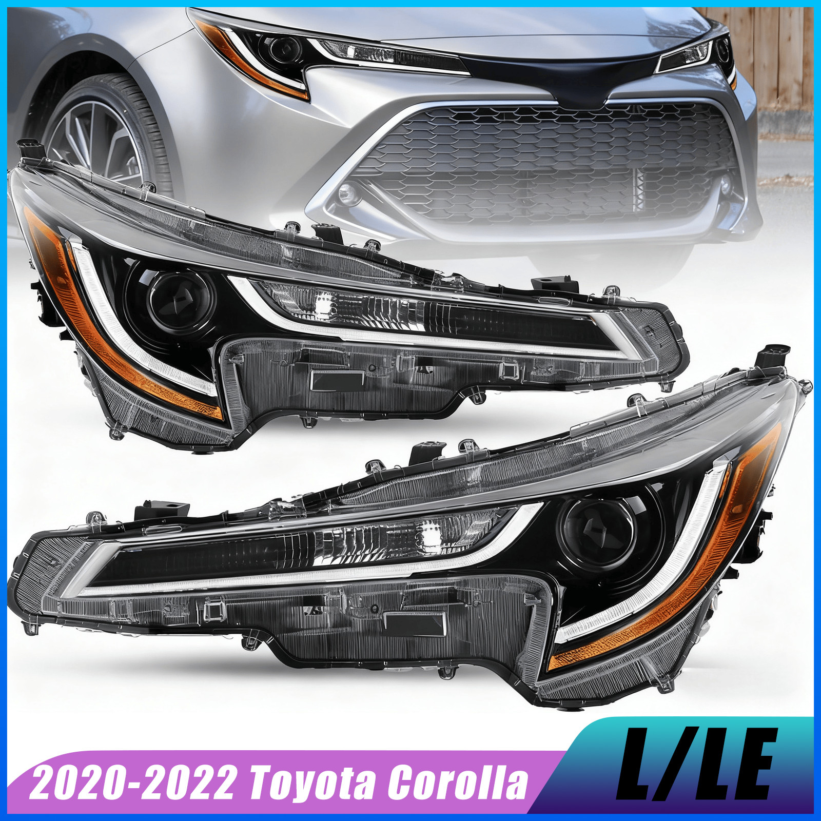 Pair For Toyota Corolla L LE 2020 2021 2022 Front Headlight Assembly W/ Bulbs