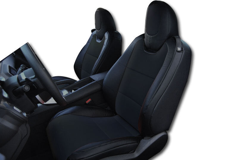 IGGEE S.LEATHER CUSTOM FIT FRONT SEAT COVERS FOR CHEVY CAMARO 2010-2015 BLACK