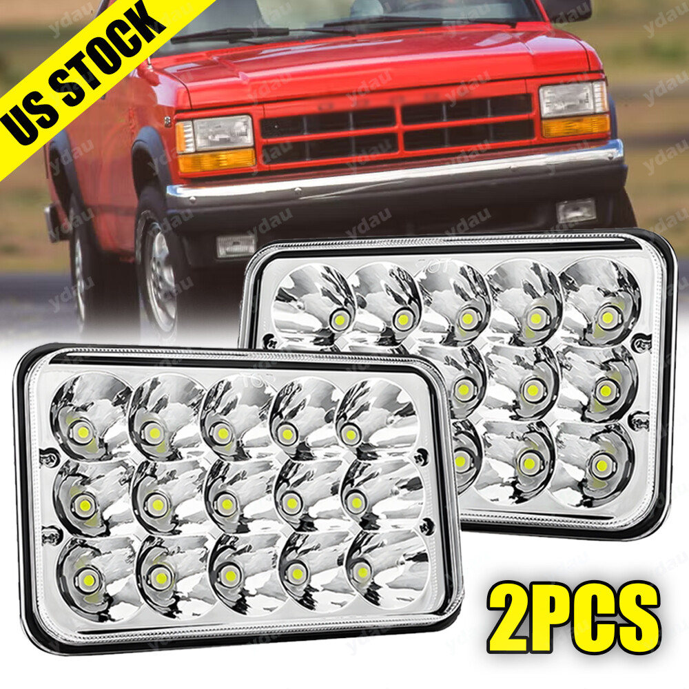 2PCS 4X6Inch DOT LED Headlights Hi/Lo Beam For 1987-1995 Dodge Dakota 300W 6000K