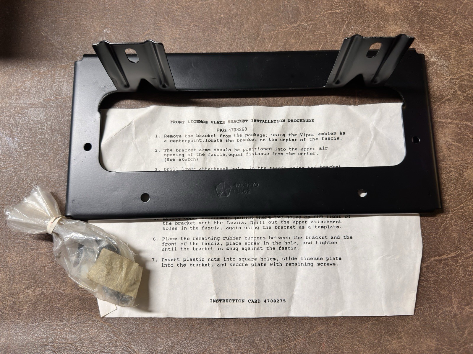 Dodge Viper Mopar, License Plate Bracket, PN#4708270 Dodge Viper Mopar, License Plate Bracket, PN#4708270