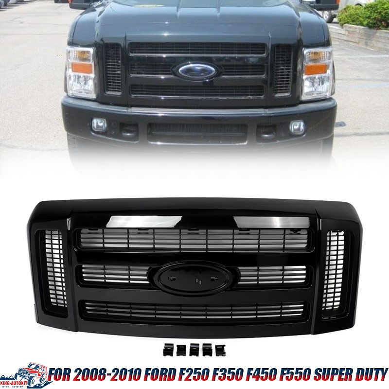 XLT Style Gloss Black Front Grille Assembly Fits Ford F250 F350 F450 2008-2010