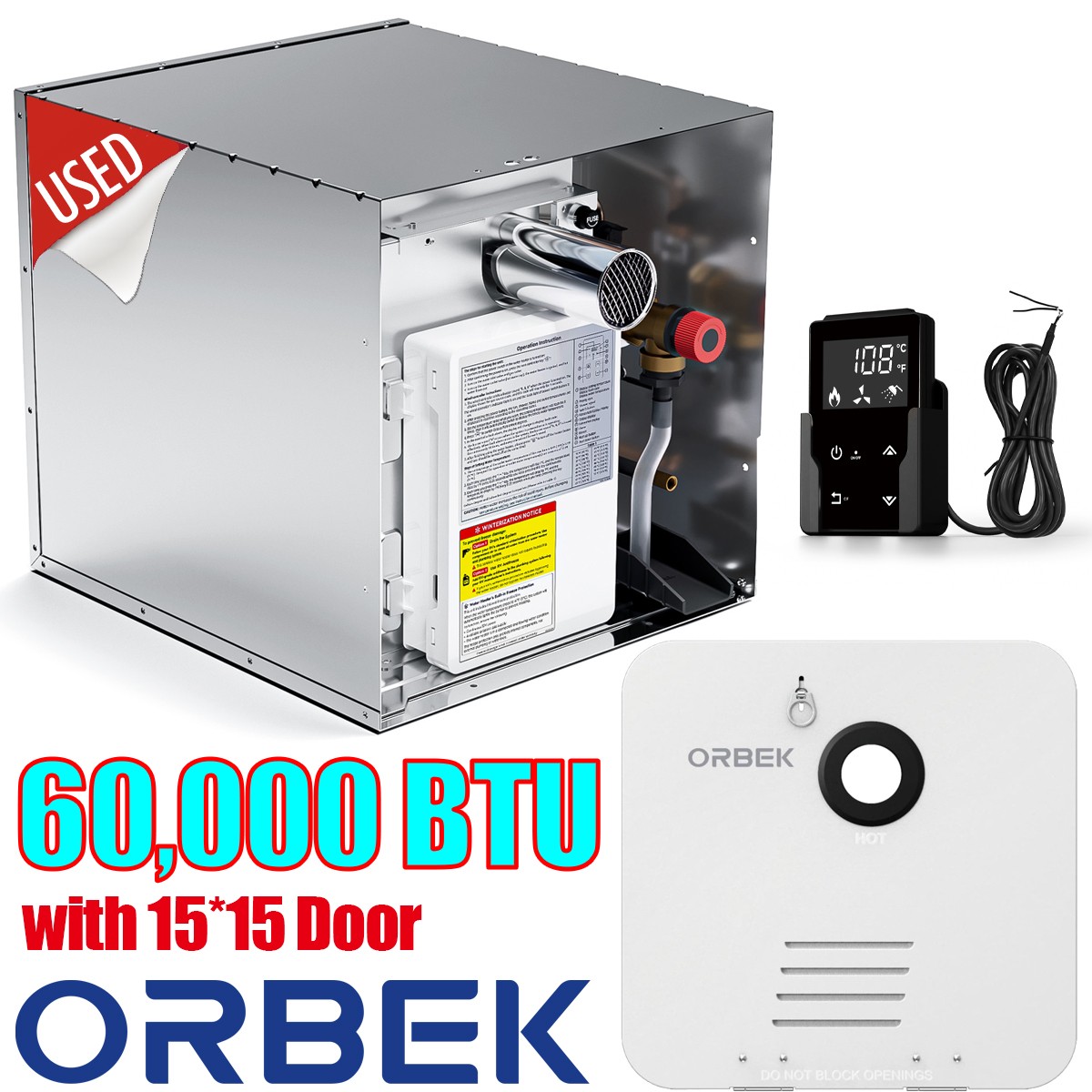 ORBEK RV Tankless Water Heater 15x15 in Propane Gas 60,000 BTU with Controller ORBEK RV Tankless Water Heater 15x15 in Propane Gas 60,000 BTU with Controller