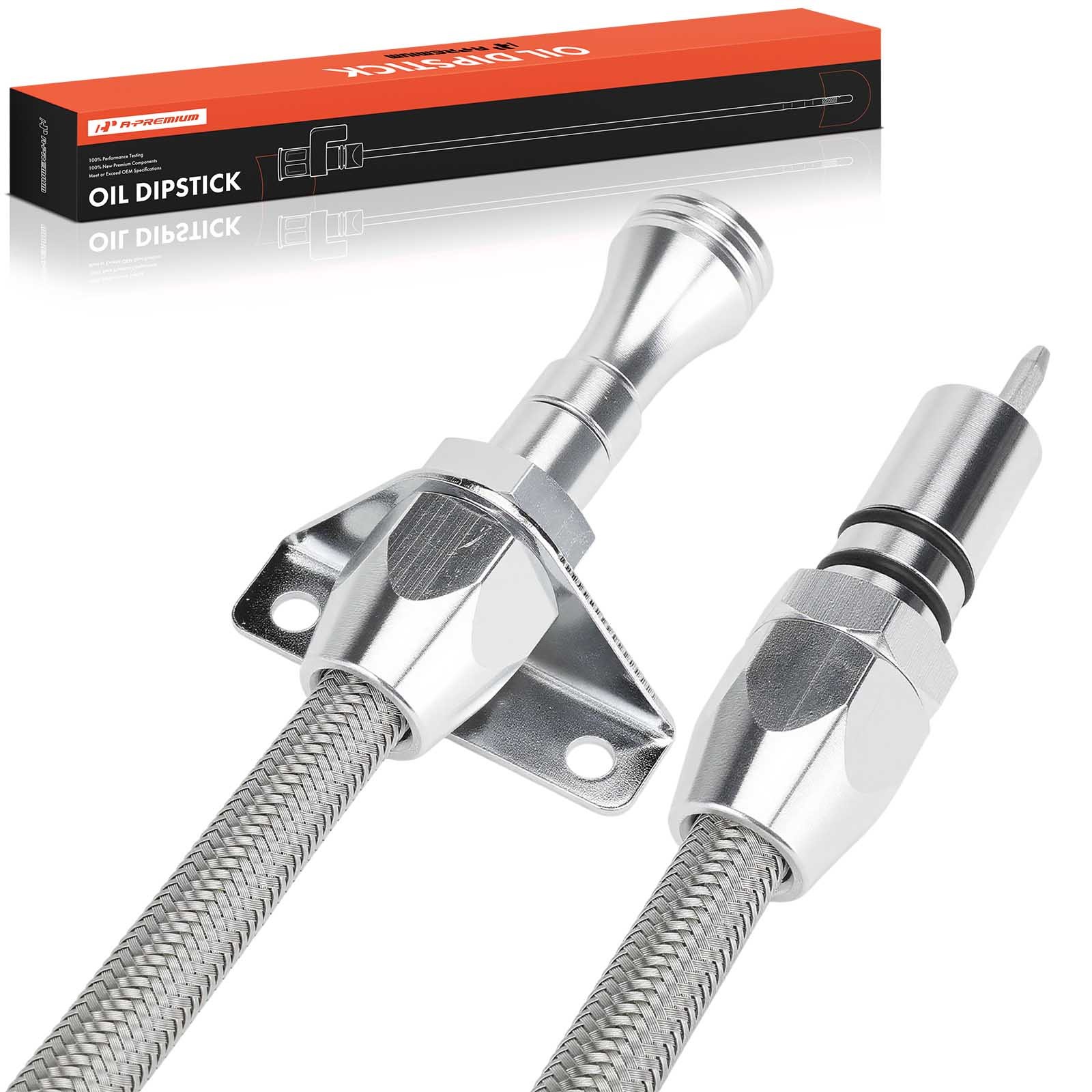 A-Premium Flexible Braided Trans Dipstick Firewall Mount for GM Turbo TH350/400