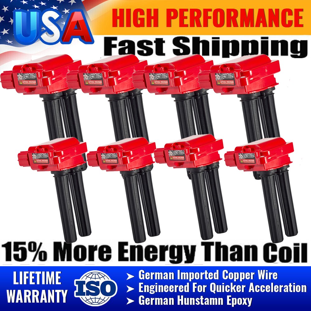 8 Red HIGH PERFORMANCE Ignition Coils Pack For Dodge Ram 1500 5.7L V8 HEMI UF504