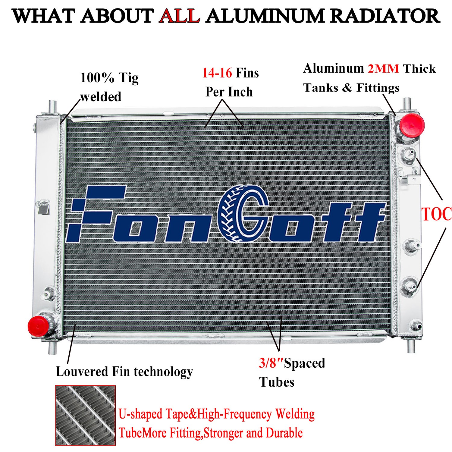 CU2139 4 Row Radiator for 1997-2004 Ford Mustang GT SVT Cobra 4.6L/5.4L V8