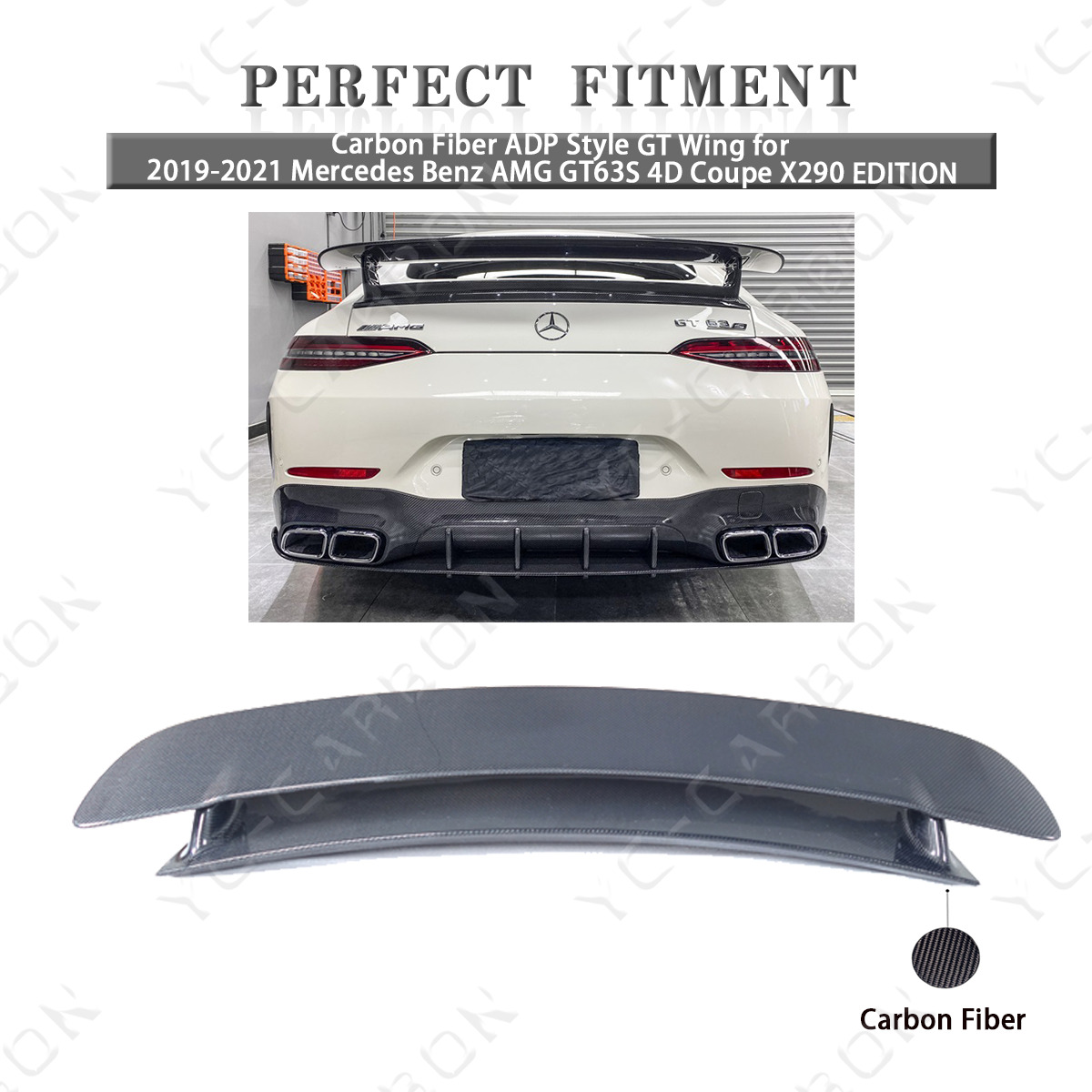 Carbon ADP Style Spoiler GT Wing for 19-21 Mercedes Benz AMG GT63S 4D Coupe X290
