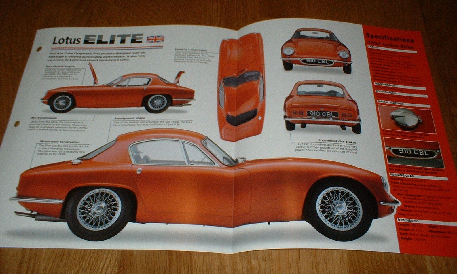 1957 LOTUS ELITE SPEC SHEET BROCHURE PHOTO POSTER PRINT 57 58 60 62 1963