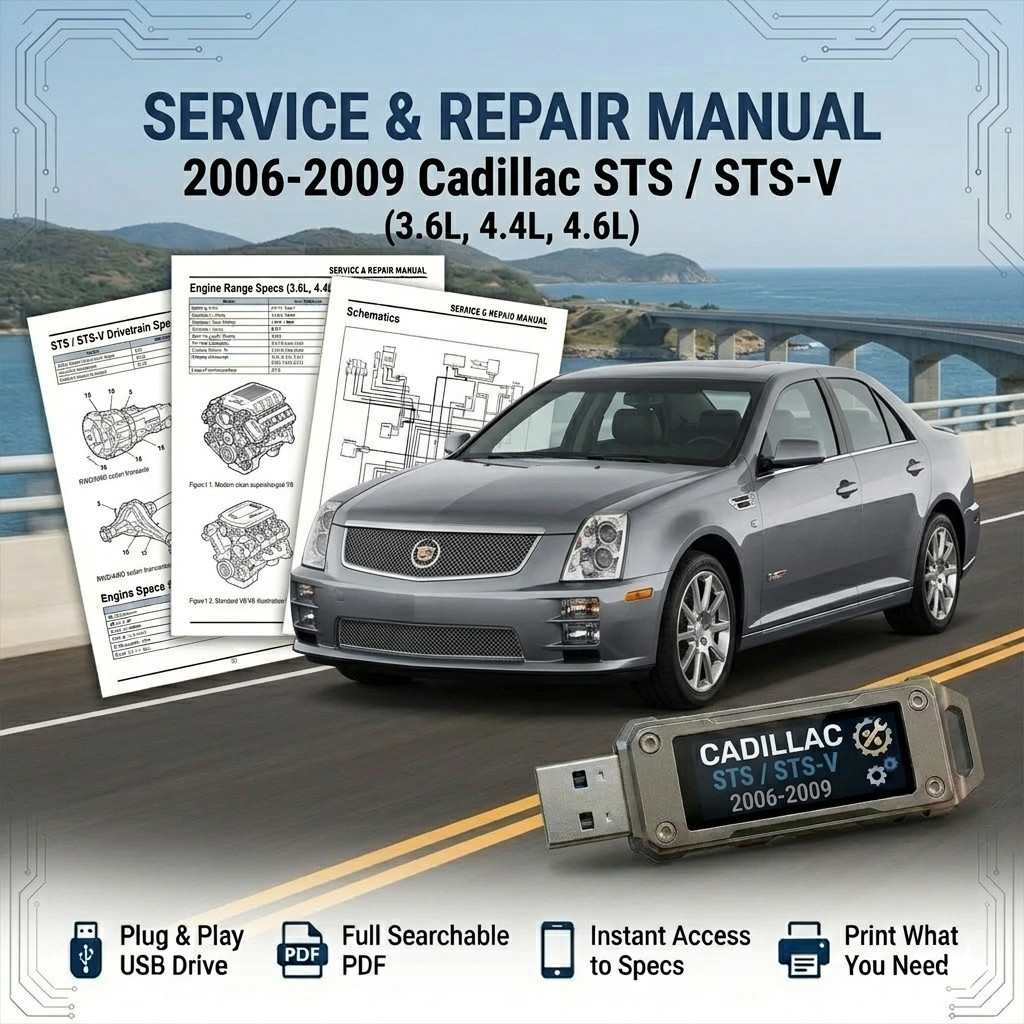 CADILLAC STS STS-V 2006 2007 2008 2009 SERVICE REPAIR WORKSHOP MANUAL ON USB